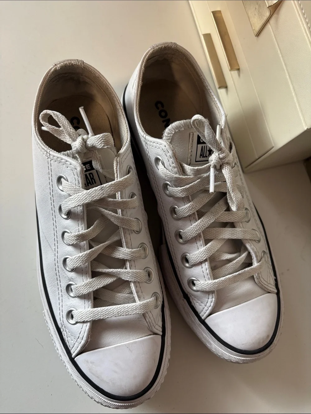 Converse White Low-Top Platform Lace-Up Sneakers